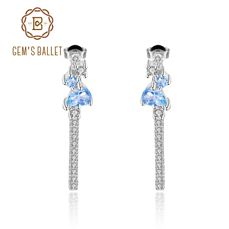 Женские Балетные серьги GEM'S висячие из стерлингового серебра 925 пробы с