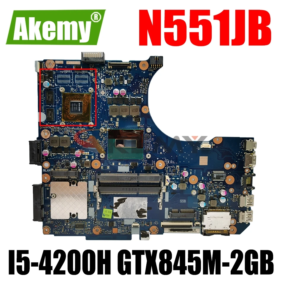 

AKEMY N551JK Laptop Motherboard For ASUS N551JQ N551JB G551JK G551J N551J Original Mainboard I5-4200H GTX845M-2GB