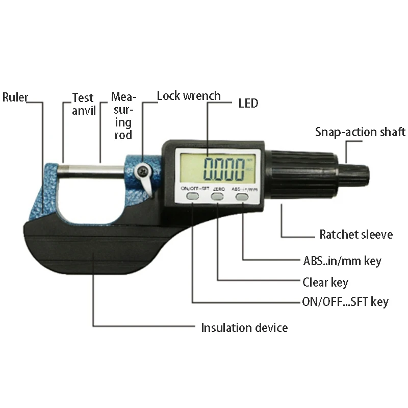 

Digital Display Micrometer Spiral Micrometer Maximum Measurement 75-100mm Measuring Tool Spindle Machinery