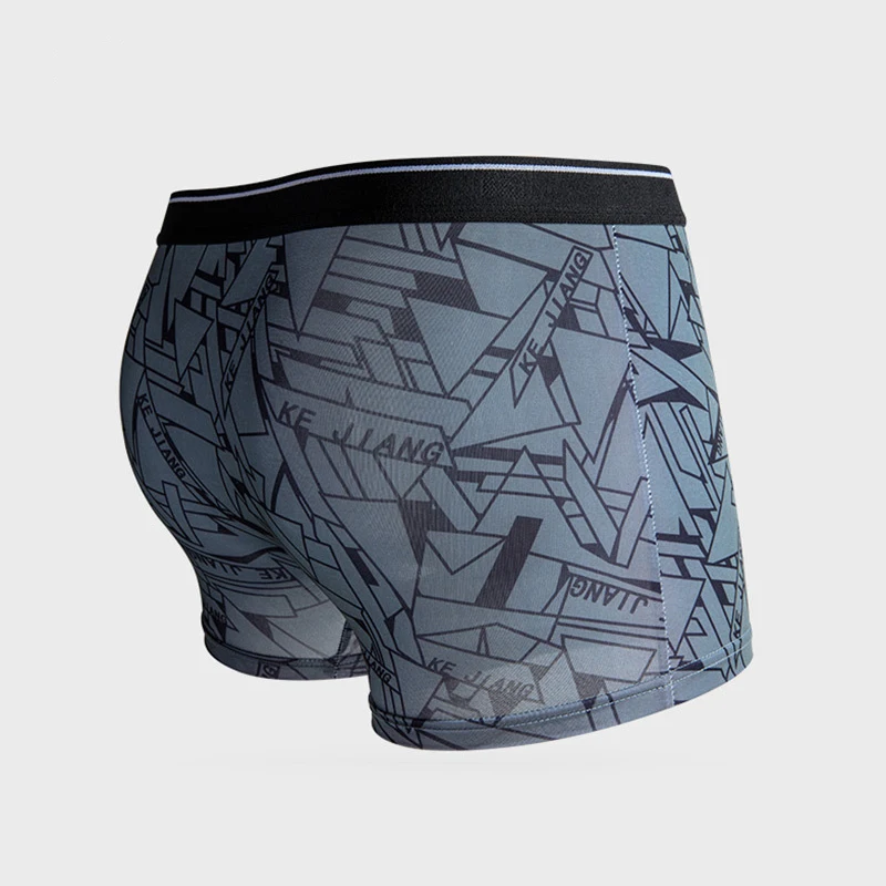 4 Pcs/Lot New Men's Ice Silk Underwear Breathable Thin Soft Comfortable Fashion Printing Large Size Men's Boxer Underwear