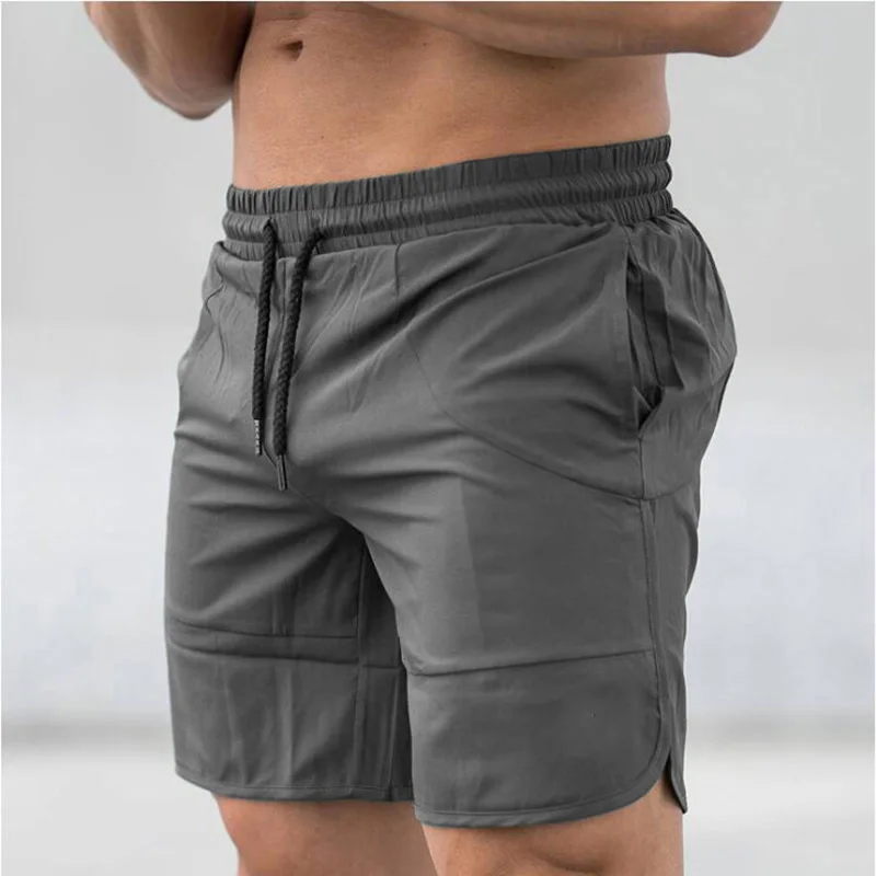 

2021 Men's High-Quality Brand Solid Color Spliced Shorts, Gym Sports Shorts, Training Quick-Drying Shorts, Leisure Beach Pants