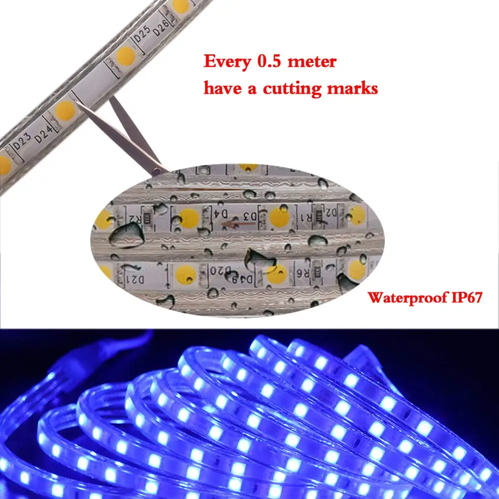 Светодиодные полосы света, Bluetooth управление RGB 110-120V SMD 5050 60 Светодиодный s/m Водонепроницаемая светодиодная лента с 24Key ИК-пультом дистанционного управления, работа с iOS и Android системой управления вр