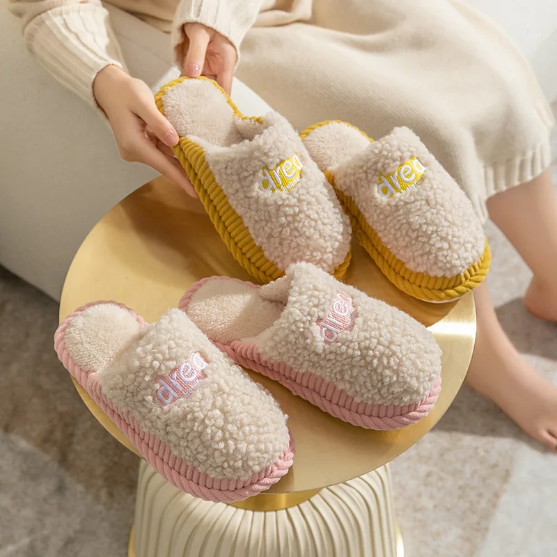 

Повседневные хлопковые тапочки для мужчин и женщин, удобные домашние тапочки, теплая Модная женская обувь на осень и зиму