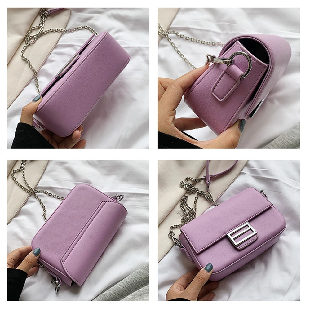 

Fashion Mini Woman Bag PU Leather Chain Shoulder Bag Solid Flap Black Crossbody Bag Purses And Luxury Handbags Women Designer