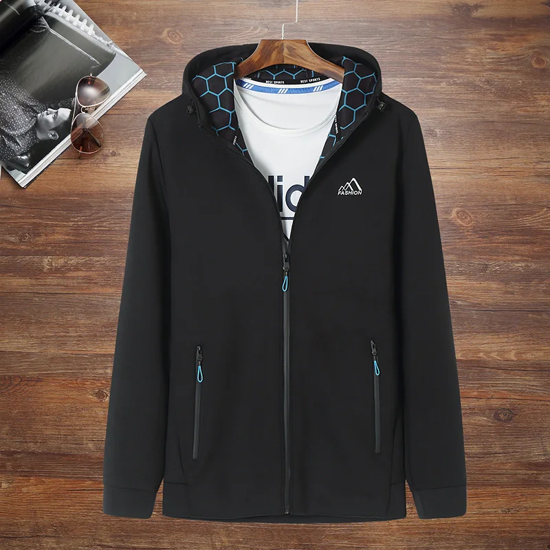 

Autumn new men's fattening plus size fashion casual hooded jacket men's fat knitted cardigan sweater