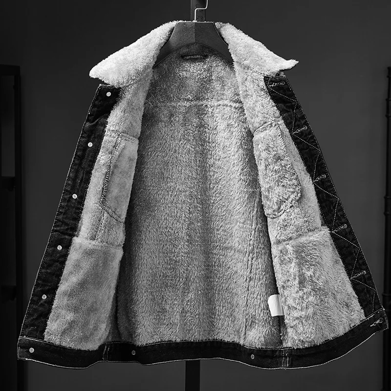 Мужская зимняя джинсовая куртка с плюшевой подкладкой размеры до 5xl 6xl 8xl | одежда