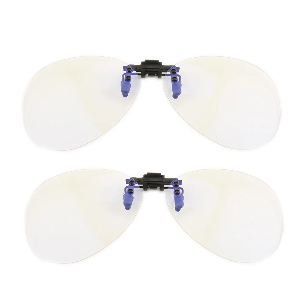 2PCS White Gudzws анти-синий светильник, Классический Авиатор, большая оправа, желтые прозрачные линзы, блокирующие, прикрепляются к очкам для близорукости - Цвет оправы: 2PCS White