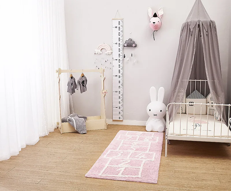 INS Nordic Cotton Checkers Tapete Infantil Decorative Mat 75*180cm Play Mat for Kids Nordic Decor Carpet Fotografia Photo Props