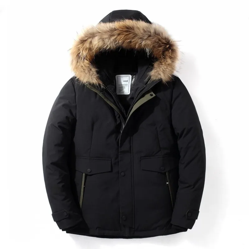 

2020 Winter New Fake 2 Piece Mens Slim Fit Parka Casual Motorcycle Biker Windproof Overcoat Fur Collar Hoody Padded Down Jacket