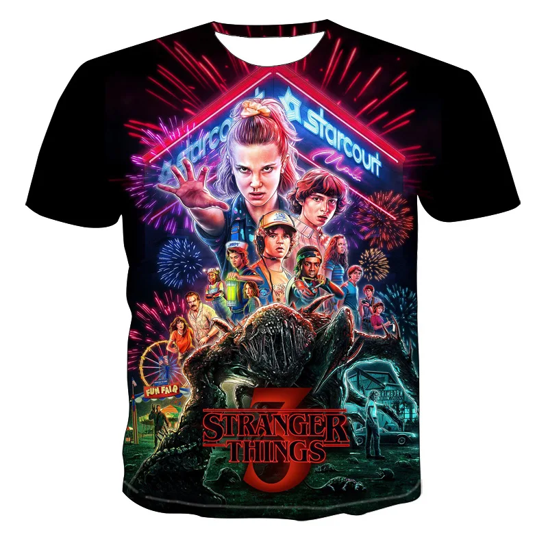 Новая мода странные вещи печатные 3D футболки мужские уличный с короткими