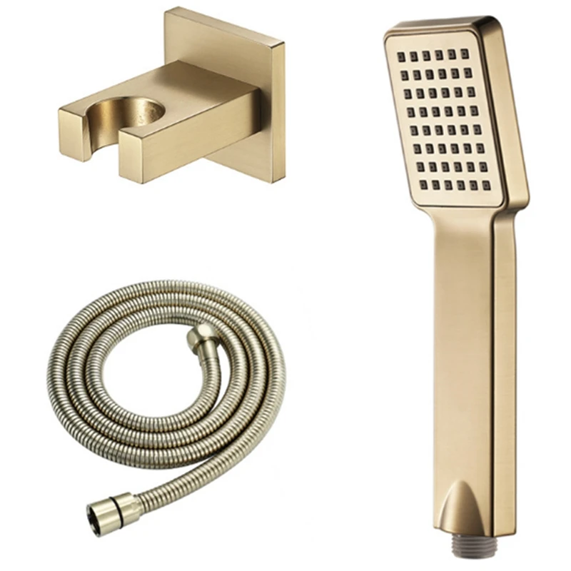 

Bathroom Household Hand-Held Shower Set Square Shower Head with Hose and Storage Clip Toilet Wall-Mounted Shower Head