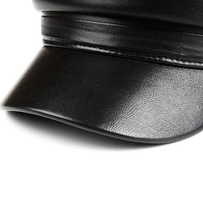 Шапка сейлора из искусственной кожи унисекс крутая Осенняя шапка в стиле