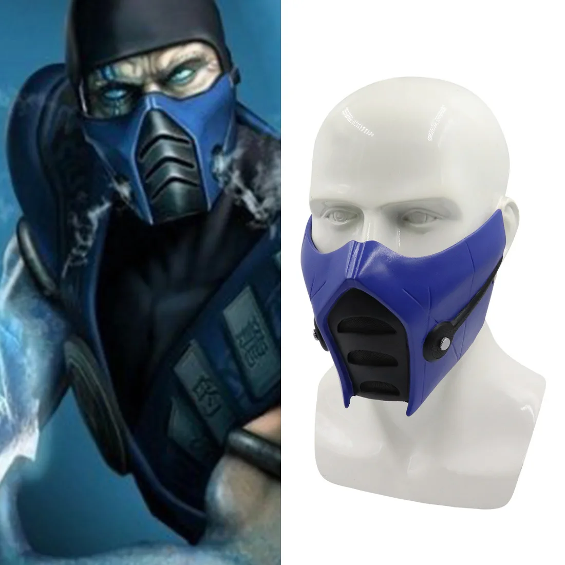 

Game Mortal Kombat Sub-Zero Cosplay Mask Resin Made Blue Color Sub Zero Masks Halloween Cosplay Props