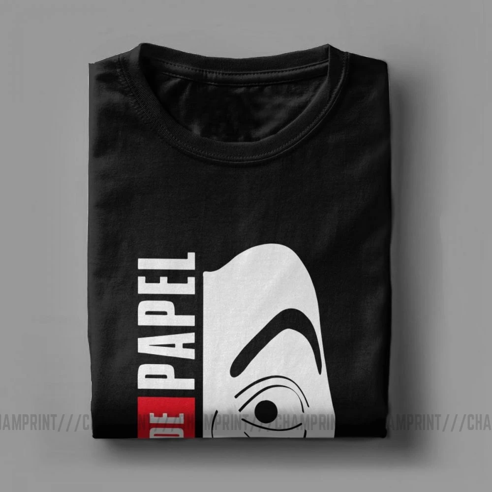 La Casa De Papel маска Мужская футболка Money Heist Винтаж хлопок House Of paper футболки с круглым вырезом футболки размера плюс Топы