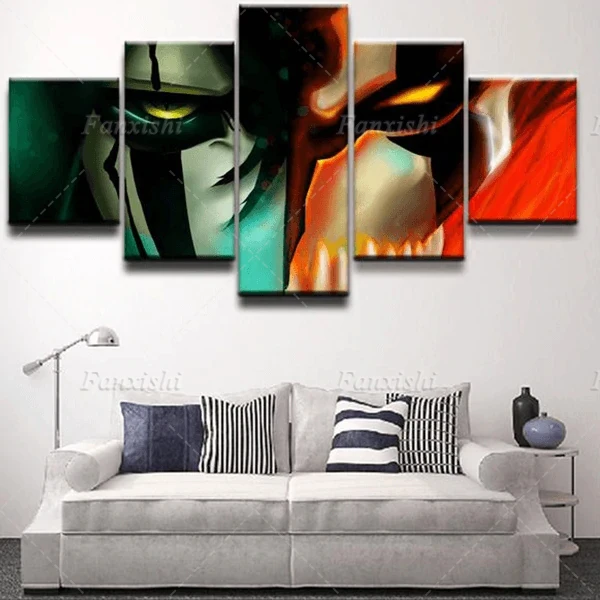 

5 Pieces Anime Poster Bleach Ichigo vs Ulquiorra Wall Art Canvas Painting Hd Print Modular Pictures Boy's Living Room Home Decor