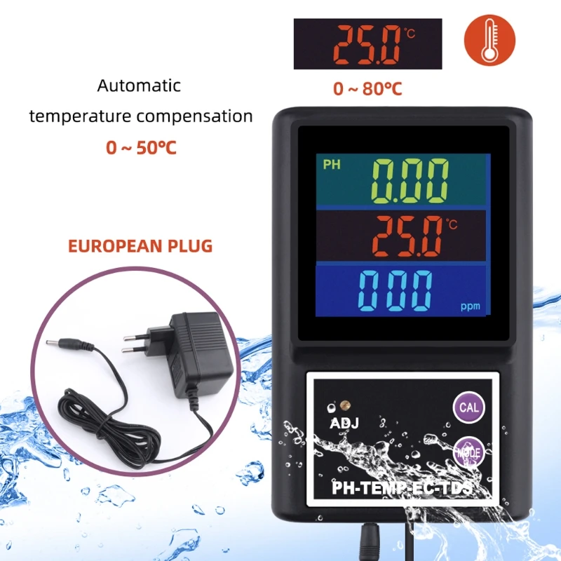 

PH260BD Multi-parameter Water Quality Monitor Bluetooth LCD Online PH/TDS/EC/Temperature Meter for Pools Drinking Water