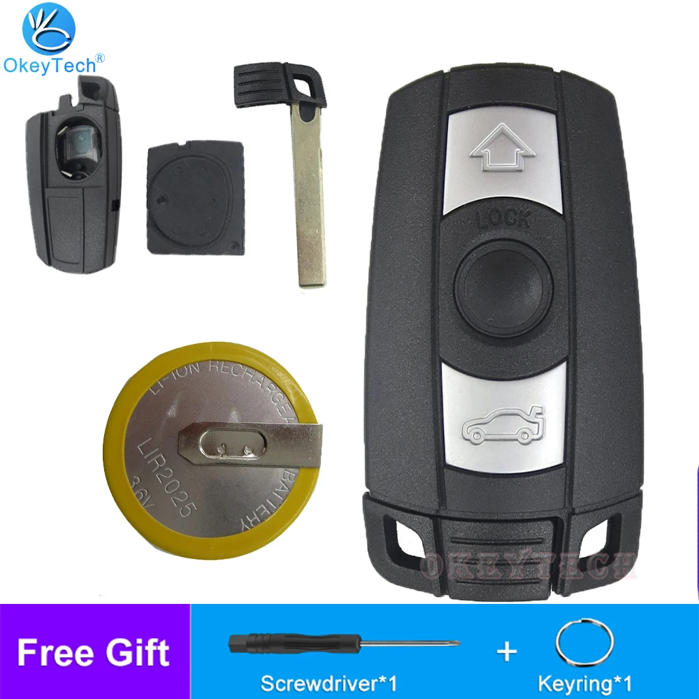 

OkeyTech 3 Button For BMW X5 X6 E61 E90 E82 E70 E71 E87 E88 E89 For 1 3 5 6 Series Remote Car Key Shell With 2025 Battery Holder