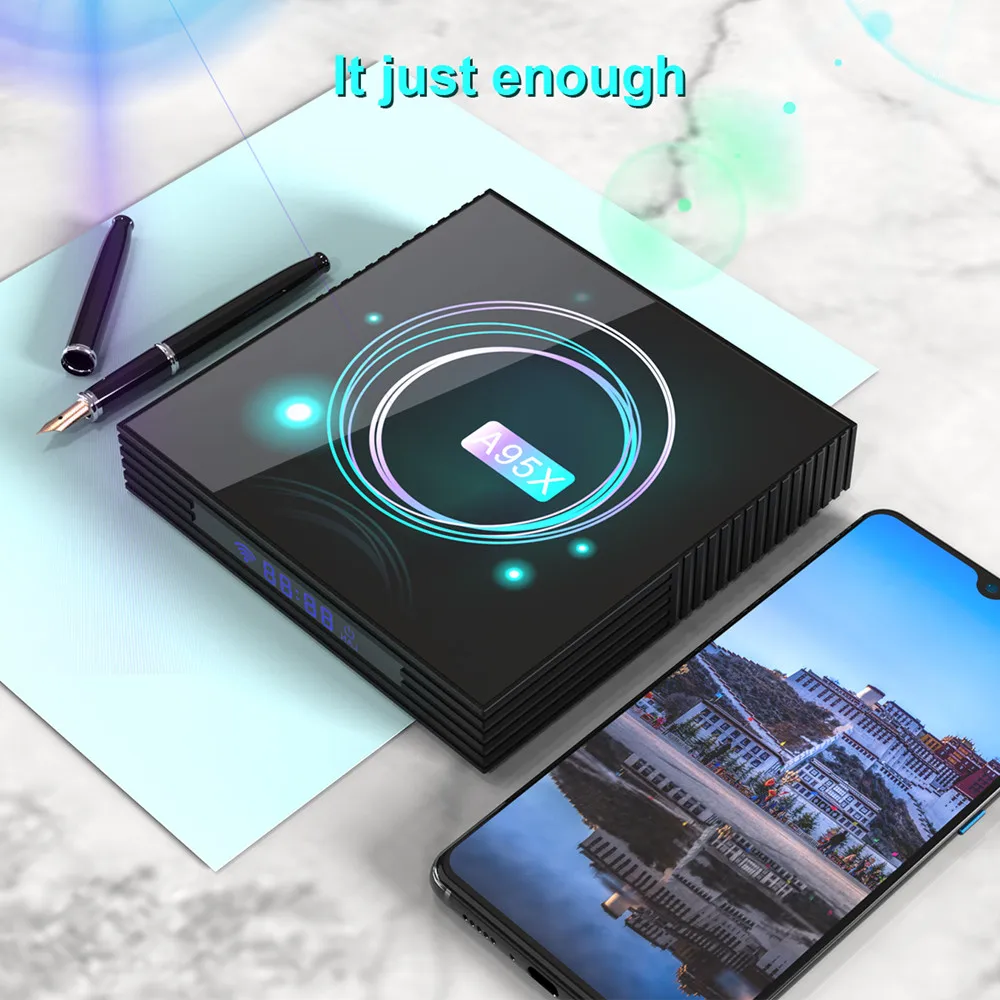Android 9 0 Smart TV Box A95X F3 тонкий Amlogic S905X3 4GB 64GB 8K HD 5 0G Wi Fi медиа проигрыватель Google