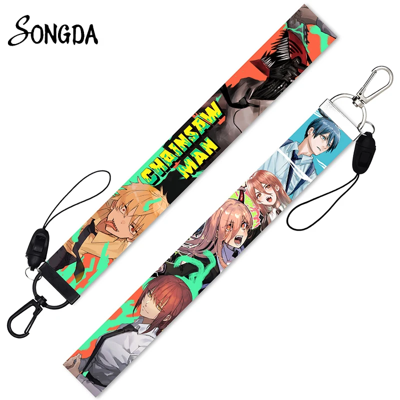 

Cartoon Anime Chainsaw Man Lanyards Ribbon Keychains Carabiner Clips KeyHooks for Mobile Phone Hand Rope Jewelry Wholesale Gifts