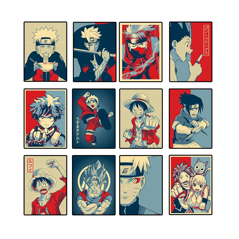 

Naruto Sasuke Dragon Ball Goku One Piece Luffy Wall Poster Japanese Anime Canvas Painting Children's Room Home Decor Cuadros