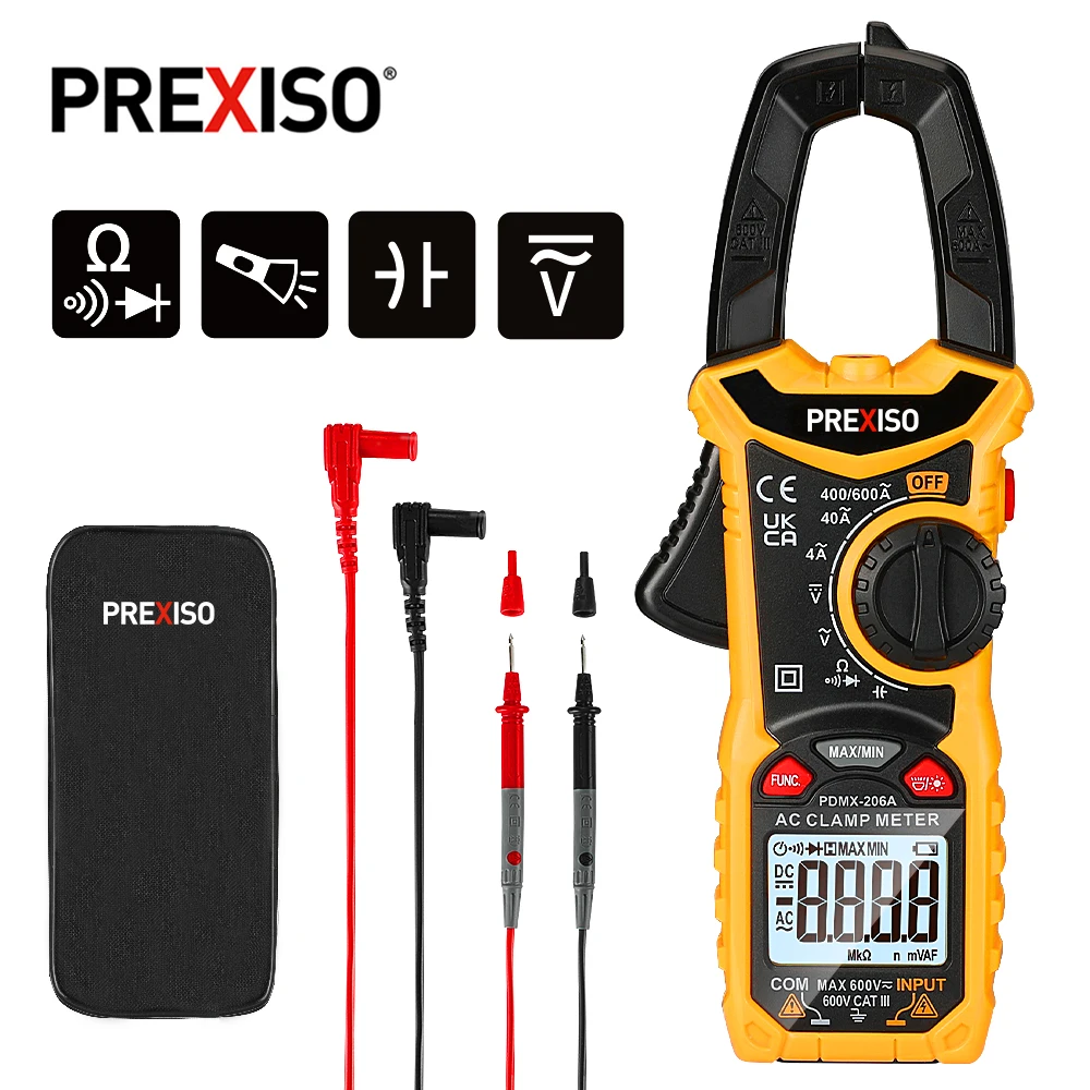 

PREXISO AC Current Digital Clamp Meter Multimeter Voltage Tester High Precise Test Tool Measuring Instrument