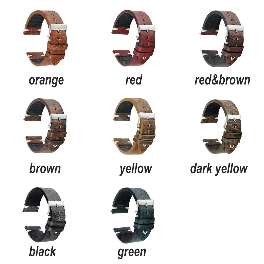 Ремешок из натуральной кожи для мужских и женских часов винтажный сменный