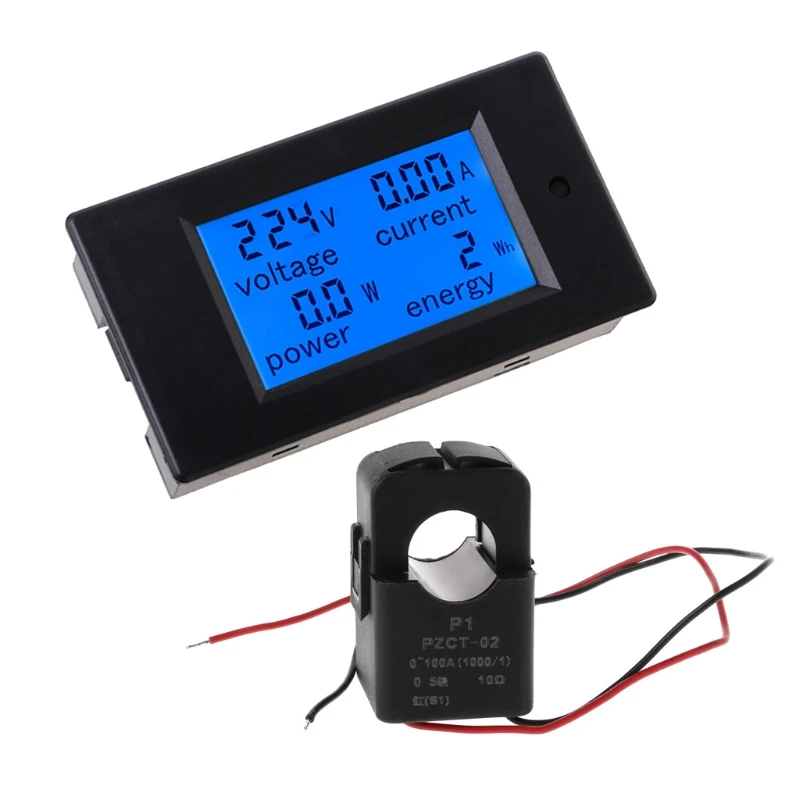

AC 80-260V 100A 22000W Digital Voltage Current Tester Watt Power Energy Meter Voltmeter Ammeter with Split Current Transformer
