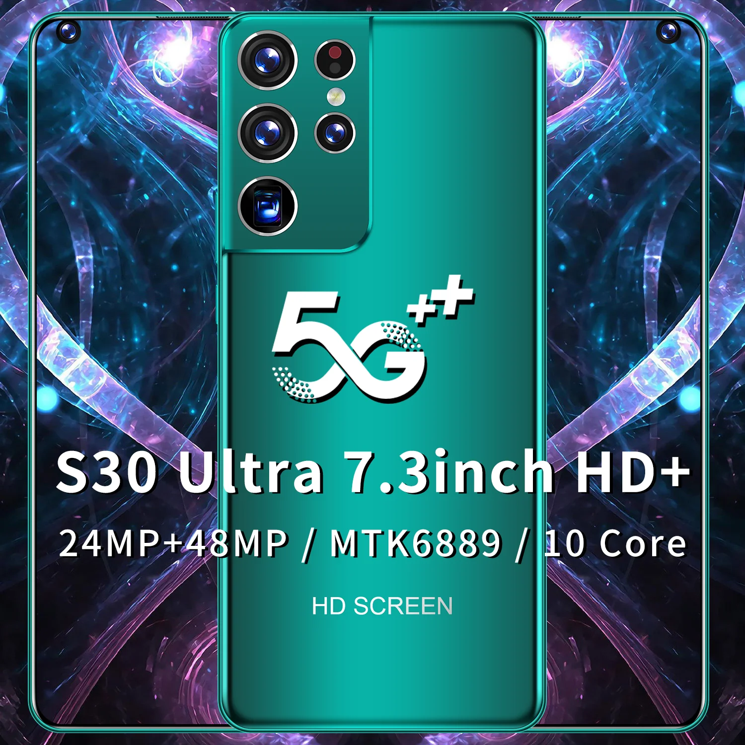 

S30 Ultra 8GB+128GB 10 Core Full Screen Smart Phone 2021 New 7.3 Inch 24+48MP 6800mAh Face Fingerprint ID Andriod Cell Phone