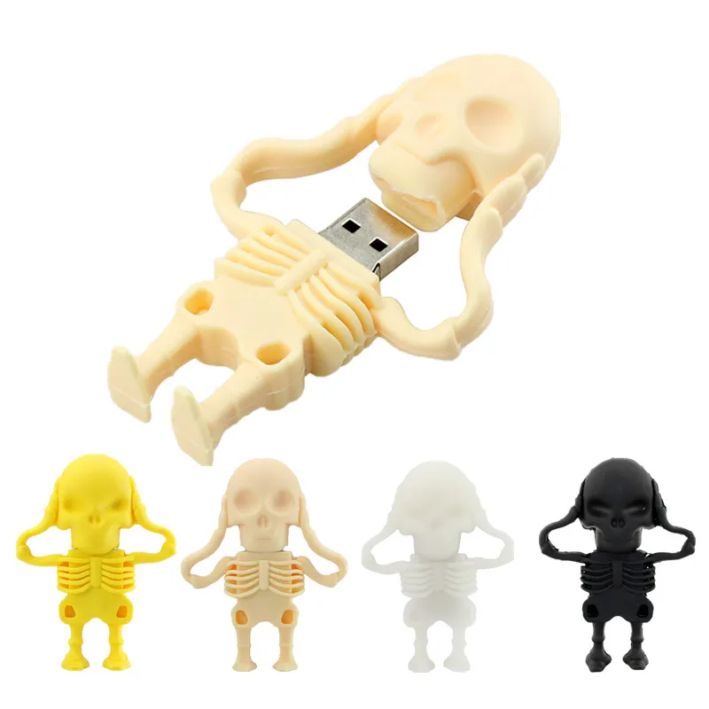 usb флеш-накопитель 128 ГБ флеш-накопитель 32 Гб черный череп скелет Флешка 16 ГБ 8 ГБ 64 ГБ usb 2,0 usb память подарок на Рождество, Хэллоуин