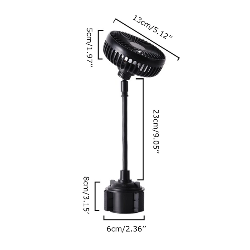 

Portable Universal Adjustable Gooseneck Cup Holder Fan Car Single-head Cup Holder Fan Three-speed Wind Control USB Fan