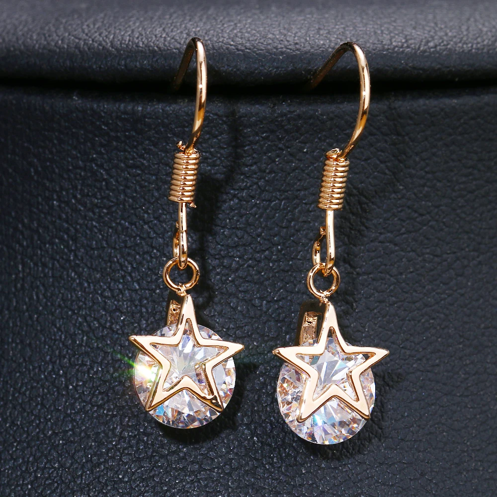 Bettyue Simple Design Round With Hollow Out Star Appearance Zirconia Exquisite Drop Earring For Women Vogue Charming Banquet | Украшения и