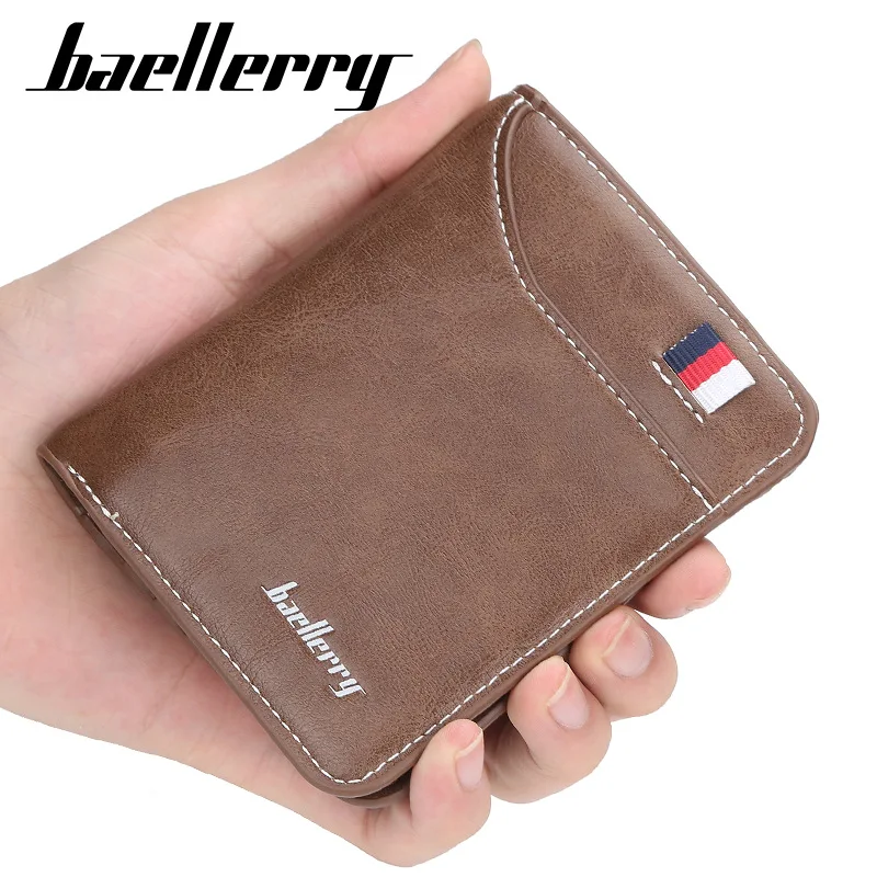 

baellerry Summer Wallet for Male Soft Leather Purse Men Short Wallets Money Bags Mini Coin Pocket Card Holder carteira masculina