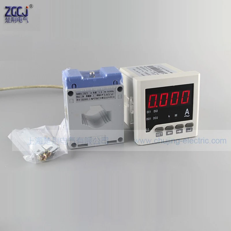 

Single-phase AC ammeter 220V 0-5A 50A 100A 200A 300A 400A 500A AC current meter 1way relay output alarm function ampere meter