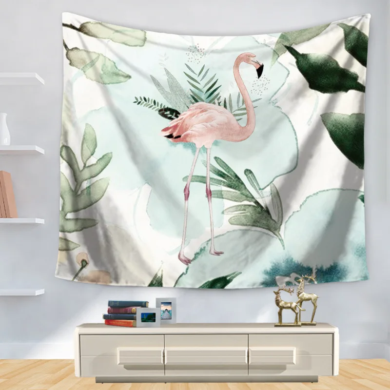 С птицами Цветочная зеленый Растительный гобелен красочный настенный с принтом