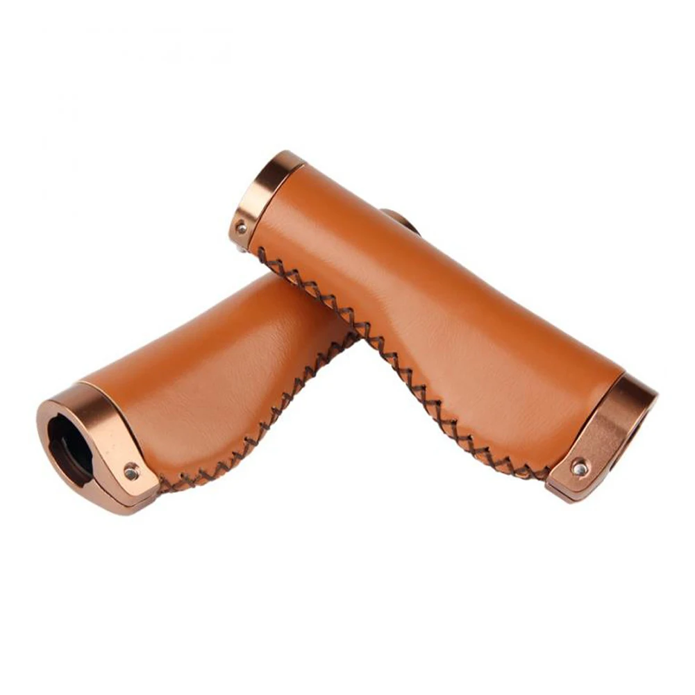 

Fiber leather City Mountain Bike Scooter MTB Bicycle Handlebar Cover Handle Grips Bar End Non-slip Aluminum Lock 1 pair