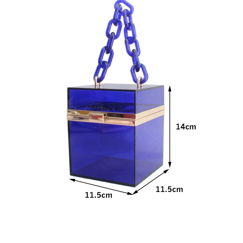 

New 2021 Trend Transparent Clear Jelly Acrylic Box Handbag With Chian For Women Elegant Evening Party Shoulder Bag Totes Female