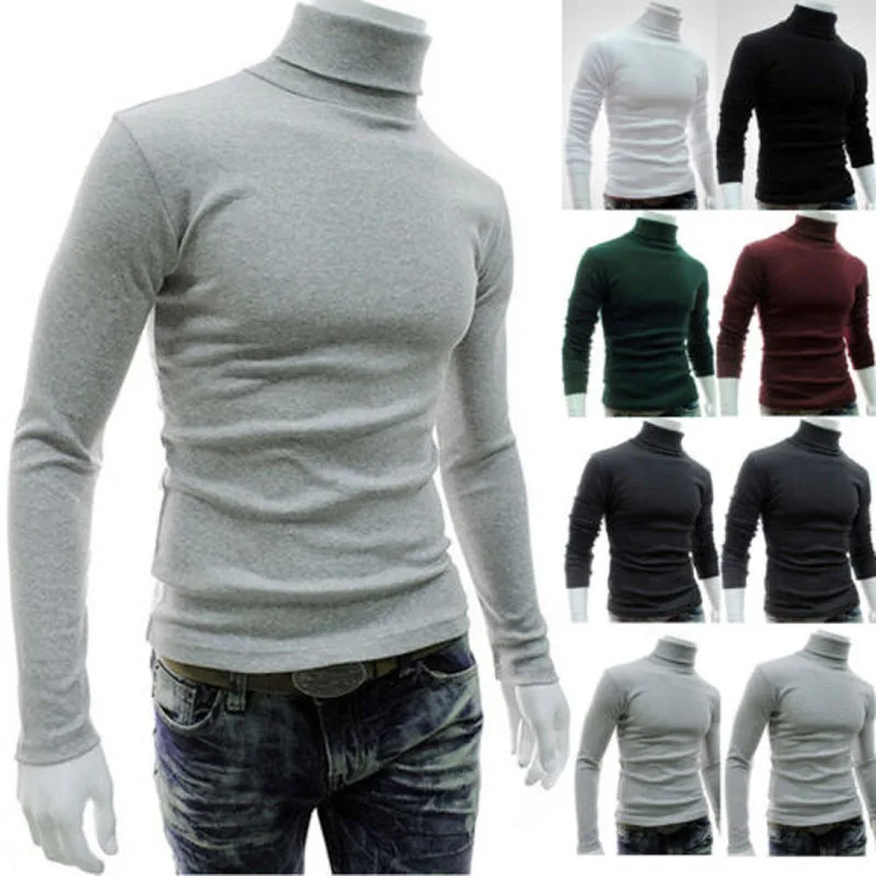 

2020 New Brand Fashion HOT Men's Slim Winter Fashion Simple Neck Turtleneck Sweater Stretch Jumper Shirt