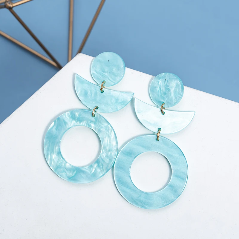 

New Blue Acrylic Fashion Drop Korean Earrings for Women Girl 2020 Statement Geometric Large Dangle Hanging Earrings 2020 Jewelry