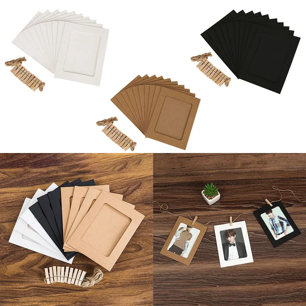 Горячая 10 шт DIY крафт-бумага фоторамка подвесная настенная рамка для фотографий и