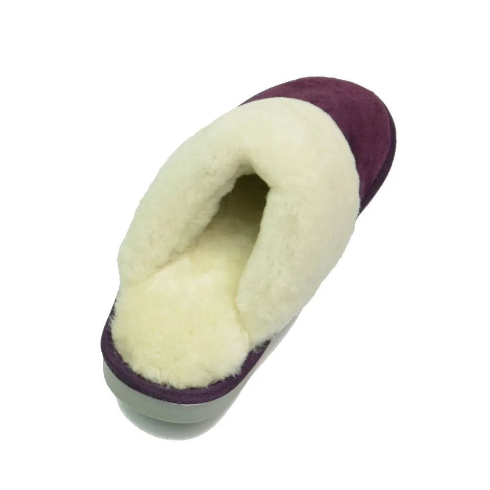 Шерстяные меховые тапочки из коровьей замши домашняя нескользящая обувь для