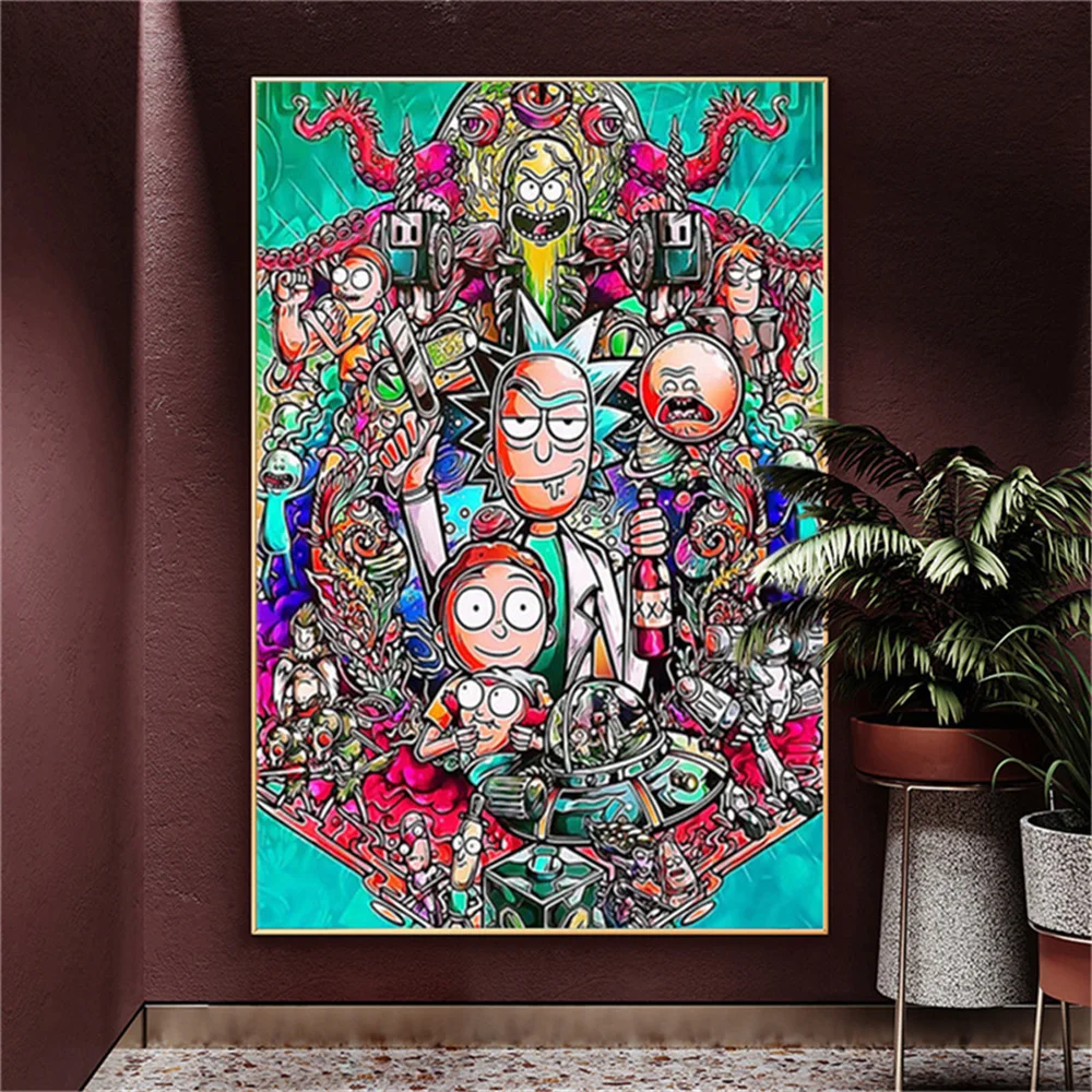 

Cartoon character Poster Graffiti Art Canvas Painting Watercolor Poster Print Wall Art Picture Kids Room Home Decor Cuadros