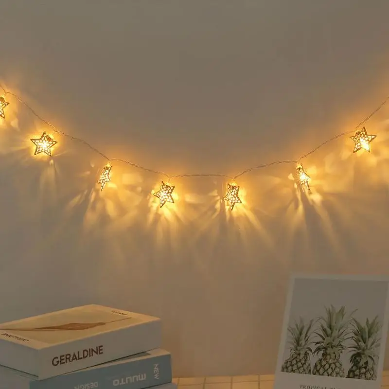 

Metal Star LED Fairy String Lamp Energy Saving Environmental Protection Battery Xmas Party Wedding Bar Home Decor Light