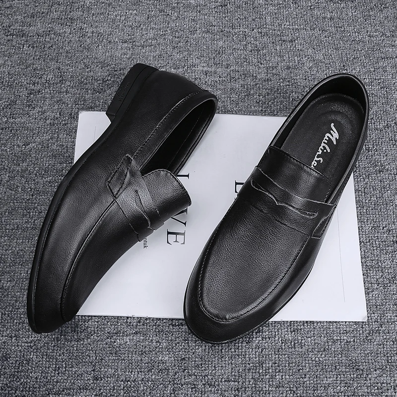 

Casual Leather Man Shoe 2020 New Men Shoes Casual Breathable Leather Leisure Man Mens Causal For Fashion Black
