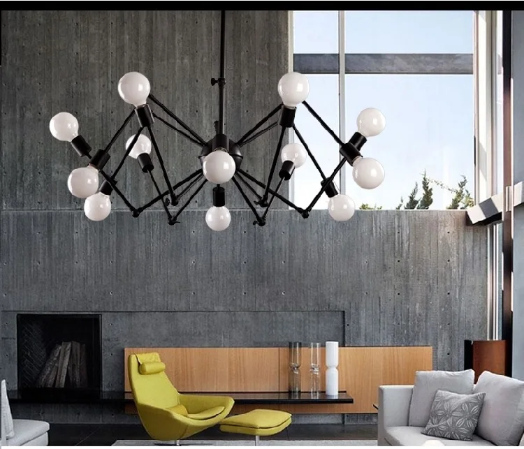 Скандинавский ретро современный подвесной светильник черная металлическая