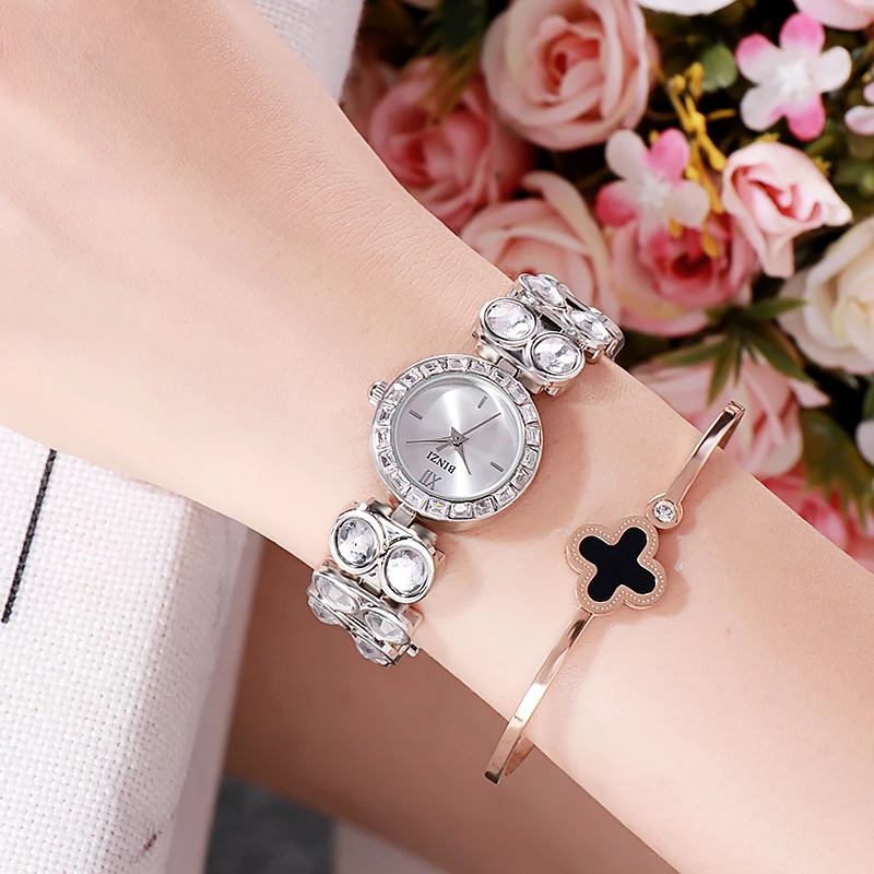 Binzi Брендовые женские наручные часы из розового золота Relogio Feminino Роскошные