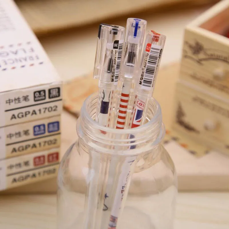 Ручка гелевая, 2 шт./лот, 0,5 мм, с черными чернилами