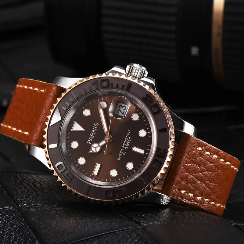 18 PARNIS механические Автоматические Мужские часы Diver Miyota 8215 браслет из нержавеющей стали мужские часы relojes para automaticos - Цвет: 18