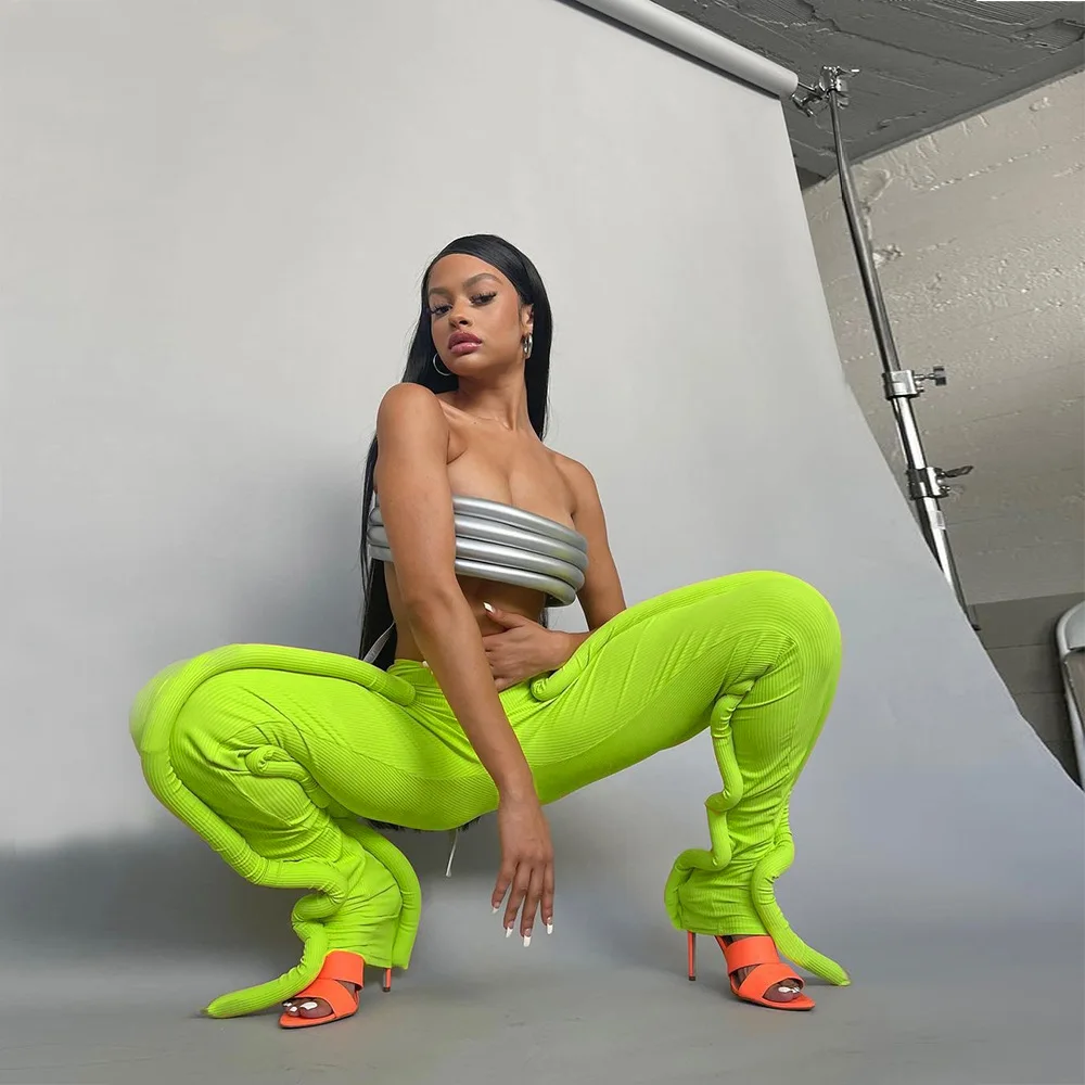 

Party Pant Women Beach Pareo For The 2022 New Lime Leisure Legging Solid Color Polyester Sierra Surfer