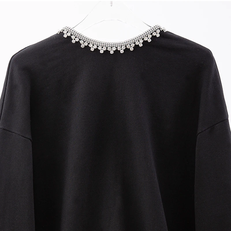 

women's shiny - long sleeve T-shirt, open back, artificial diamond bow, V-neck, long sleeve, fashion spring and autumn