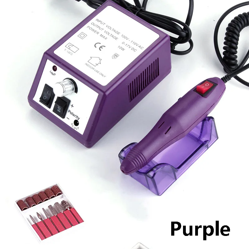 Purple Профессиональная дрель для ногтей, электрическая дрель для маникюра, машинка для маникюра, ручка, инструменты для педикюра, дрель для ногтей, оборудование для дизайна ногтей - Цвет: Purple